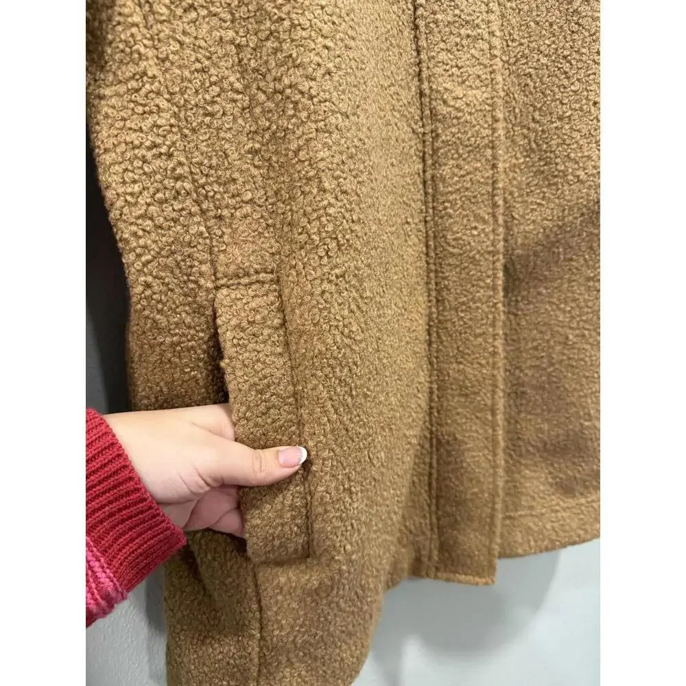 Lands' End Camel Teddy Jacket with Stand Collar